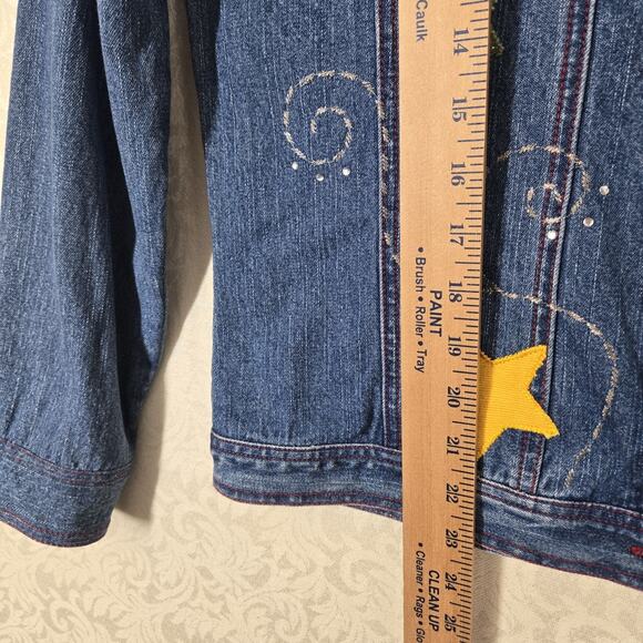 VTG Bleu Bayou Blue Denim Jacket sz M Snowman Winter Holiday Christmas Cotton - Picture 15 of 16